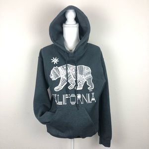 California Bear Dark Grey Hooded Jacket Sz Small